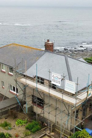 Birds eye view of new pitched roof